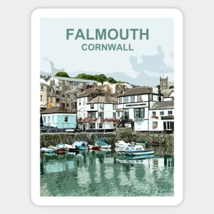 Cornwall, Falmouth Harbour. Travel poster. Cornish gift Sticker